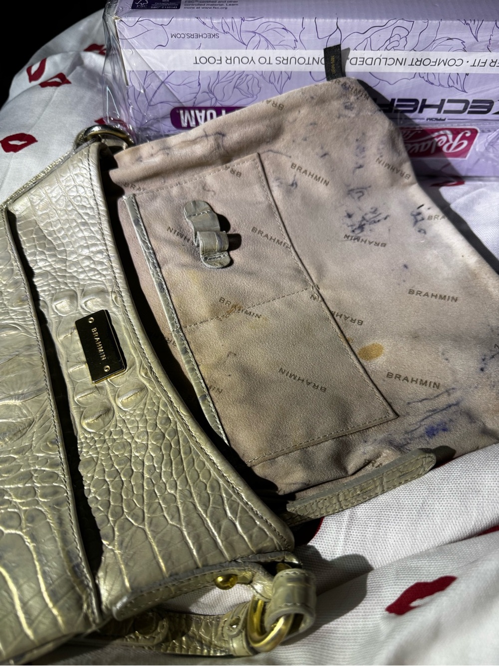 Brahmin Jodie Metallic Crossbody Bag in Champagne Gold. Rare 2-eyed bag. EUC - Picture 8 of 9